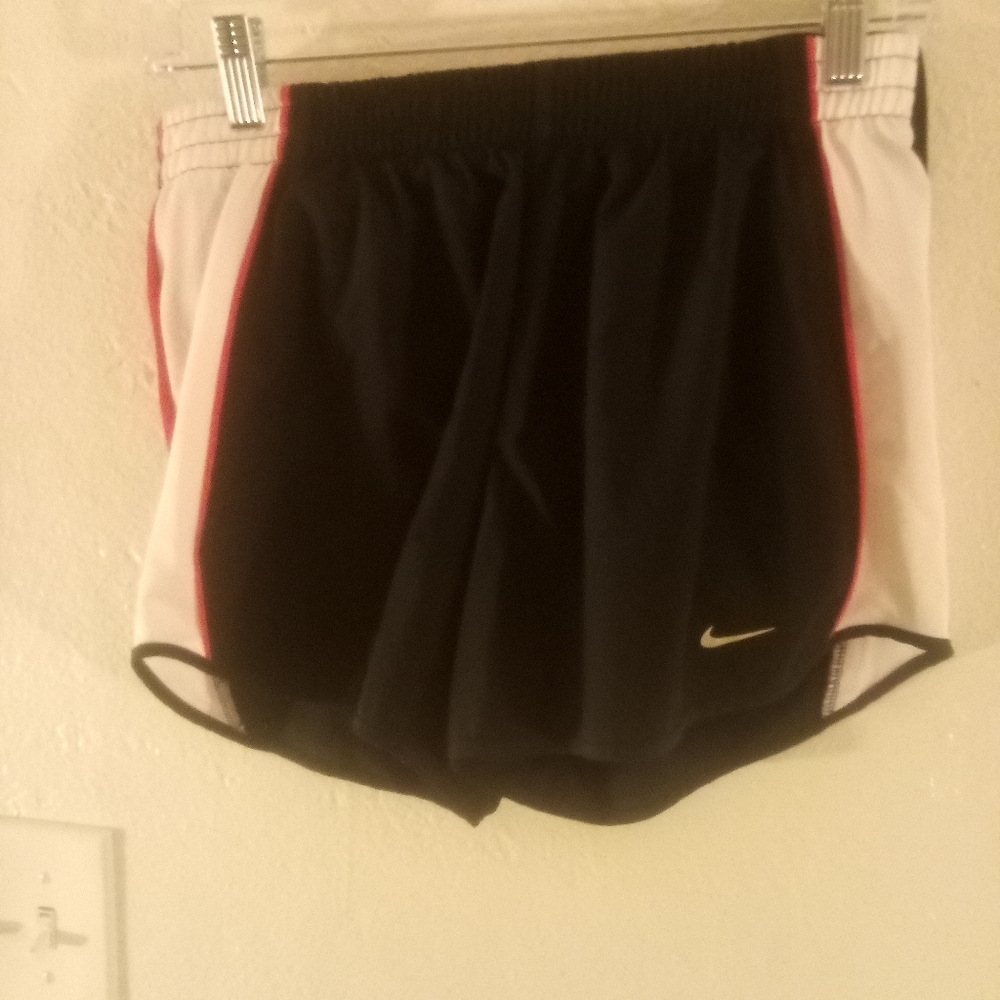 Nike DRI Fit black white pink shorts size small